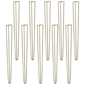 Kit 10 Pés de Metal 90 CM Hairpin Legs Aparador e Mesa de Canto Dourado G41