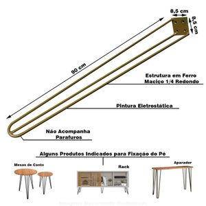 Kit 10 Pés de Metal 90 CM Hairpin Legs Aparador e Mesa de Canto Dourado G41