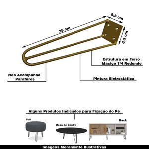 Kit 16 Pés de Metal 25 CM Hairpin Legs Rack e Puffs Dourado G41