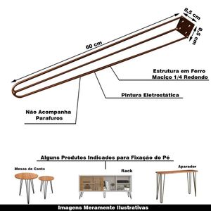 Kit 20 Pés de Metal 60 CM Hairpin Legs Mesa de Canto Aparador Bronze G41