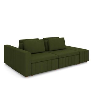 Sofá Ilha com Encosto e Almofadas Móveis Olimpo 265cm Modulado Linho Verde G45 - Gran Belo