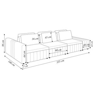 Sofá Ilha com Encosto e Almofadas Móveis Olimpo 335cm Modulado Bouclê Off White G45 - Gran Belo