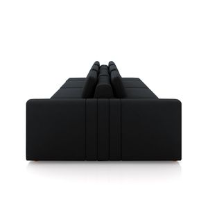 Sofá Ilha com Encosto e Almofadas Móveis Olimpo 335cm Modulado Veludo Preto G45 - Gran Belo