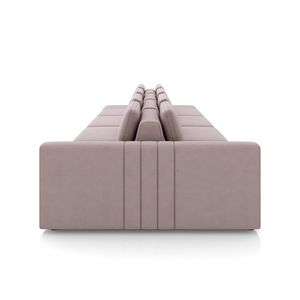 Sofá Ilha com Encosto e Almofadas Móveis Olimpo 425cm Modulado Veludo Rosê G45 - Gran Belo