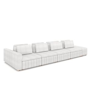 Sofá Ilha com Encosto e Almofadas Móveis Olimpo 465cm Modulado Bouclê Branco G45 - Gran Belo