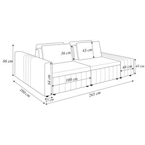 Sofá Ilha com Encosto e Almofadas Móveis Olimpo 265cm Modulado Veludo Cinza G45 - Gran Belo