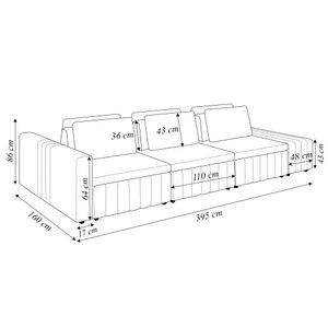 Sofá Ilha com Encosto e Almofadas Móveis Olimpo 395cm Modulado Linho/PU Bege/Marrom G45 - Gran Belo