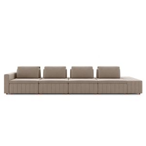 Sofá Ilha com Encosto e Almofadas Móveis Olimpo 425cm Modulado Veludo Bege G45 - Gran Belo