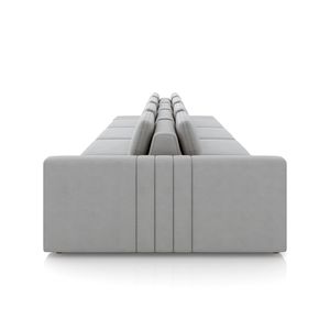 Sofá Ilha com Encosto e Almofadas Móveis Olimpo 505cm Modulado Veludo Cinza G45 - Gran Belo