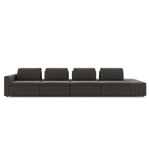 Sofá Ilha com Encosto e Almofadas Móveis Olimpo 505cm Modulado Veludo Grafite G45 - Gran Belo