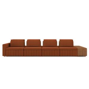 Sofá Ilha com Encosto e Almofadas Móveis Olimpo 505cm Modulado Linho/PU Terracota/Caramelo G45 - Gran Belo