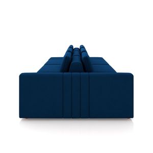Sofá Ilha com Encosto e Almofadas Móveis Olimpo 335cm Modulado Veludo Azul Marinho G45 - Gran Belo