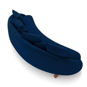 Sofá Living 3 Lugares 265cm Pés Madeira Morales com Almofadas Veludo Azul Marinho G52 - Gran Belo