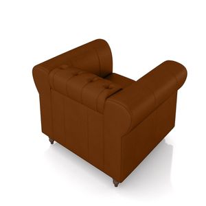Kit 2 Poltronas Decorativas Sala de Estar Stanford Chesterfield Pés de Madeira Couro Caramelo G58 - Gran Belo