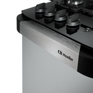 Fogão Mueller 4 Bocas Decorato Vetro Inox Com Mesa De Vidro Inox Bivolt