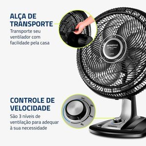 Ventilador De Mesa Mondial Super Turbo 8 Pás 140w 40cm Preto E Prata Vtx-40-8p - 127v