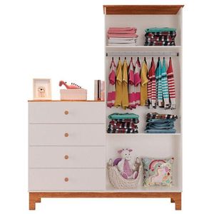 Quarto De Bebê 4 Portas Com Cômoda Antonella Off White Caramelo Com Colchão Gazin - Canaã