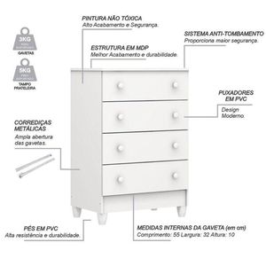 Quarto De Bebê Mel Flat Com Berço Americano Lara Branco Brilho - Carolina