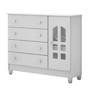 Quarto De Bebê New Selena 3 Portas Com Berço Lila E Cômoda Selena Branco Brilho - Carolina Móveis