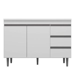Balcão De Cozinha Andréia Com Tampo 120 Cm Branco - Ajl