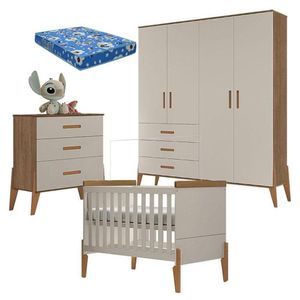 Quarto De Bebê Emilly Carvalho Off White Com Colchão Ortobom - Canaã Baby