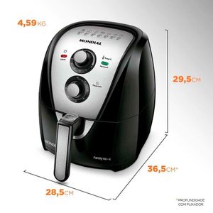 Fritadeira Elétrica Air Fryer c-4 Lts Mondial Preta-Inox