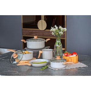 Jogo de Panelas Brinox Antiaderente Ceramic Life 5 Peças Easy Gris