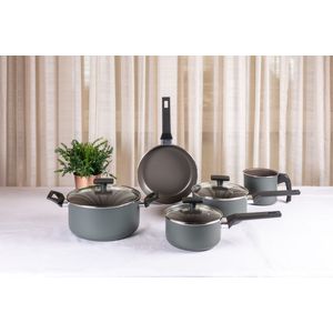 Jogo de Panelas Brinox Antiaderente Ceramic Life 5 Peças Preserve Cinza