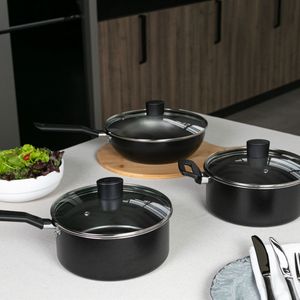 Jogo de Panelas Brinox Antiaderente Pro-Flon 5 Peças Ebony Preto
