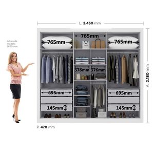 Guarda-Roupa 6 Portas 6 Gavetas Maxel, MDP, Cannes