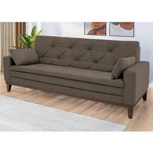 Sofá 2,08 Metros Linoforte Nature, 4 Lugares, Suede Veludo, Espuma D-33