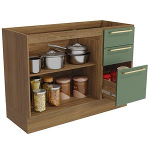 Balcão para Pia 120cm Botanic M624 com 2 Portas e 3 Gavetas Kappesberg
