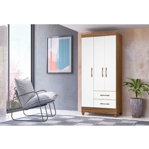 Guarda Roupa Roupeiro Lima 3 Portas 2 Gavetas e 4 Prateleiras Moval
