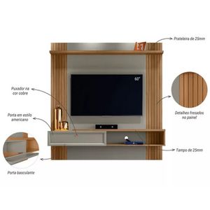 Painel Home Para Tv Até 60 Polegadas Pitanga 1 Porta Linea Brasil