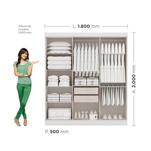 Guarda Roupa Maxel Casal Paris 6 Portas 2 Gavetas MDF Disa Móveis