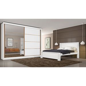 Guarda Roupa Sevilha 2 Portas de Correr Casal 6 Gavetas MDF Mademarcs