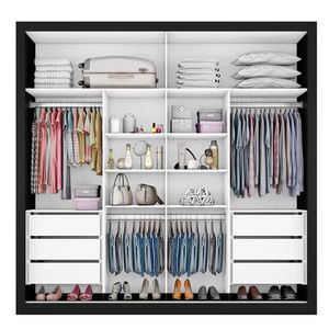 Guarda Roupa Sevilha 2 Portas de Correr Casal 6 Gavetas MDF Mademarcs