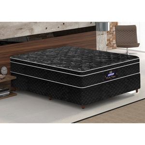 Conjunto Cama Box Casal de Molas Gazin Pérola Negra 138x188