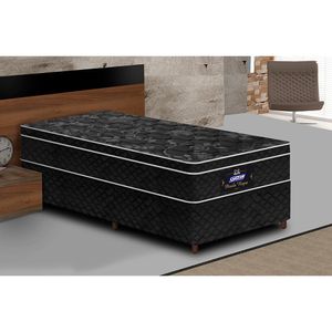 Conjunto Cama Box Solteiro de Molas Gazin Pérola Negra  88x188