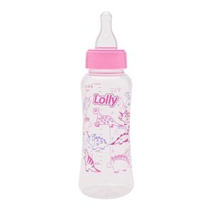 Mamadeira Bico Silicone Redondo Rosa  250ml - Lolly Baby