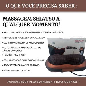 Massageador de Lombar e Pescoço Veicular Ou Para Casa 3 em 1 ALMOFADA