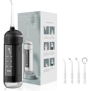 Jato Limpeza Irrigador Bucal Dental Dentes Gengival Portátil Tela de Exibição Recarregável USB 6 modos 4 bicos Digital