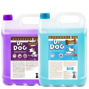 Kit Banho e tosa Shampoo e Condicionador 5Litros desmaio de fios profissional seca rápido Dr. Dog