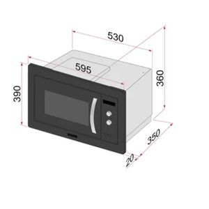 MICRO-ONDAS TRAMONTINA DE EMBUTIR GLASS COOK 60 EM VIDRO TEMPERADO PRETO 8 FUNÇÕES 25L 220V 94880/008