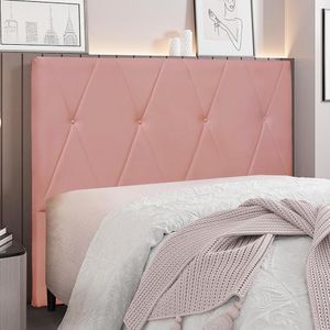 Cabeceira Decorativa King Size 1,95M Yves Veludo Rosa G63 - Gran Belo