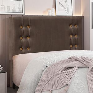 Cabeceira Decorativa Queen Size 1,60M Kors Veludo Marrom G63 - Gran Belo