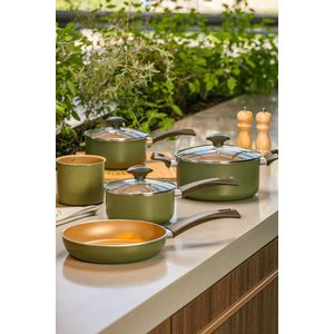 Jogo de Panelas Brinox Antiaderente Pro-Flon 5 Peças Green Verde