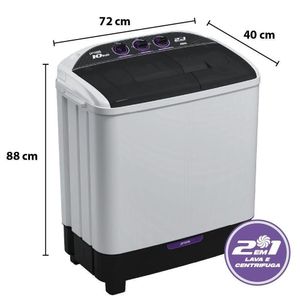 Lavadora de Roupas Praxis 2 em 1 10kg Lava 6Kg e Centrifuga 4K 220V Branco