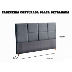 Cabeceira Placa Detalhada King 193cm Suede Meu Sofá Online Cinza