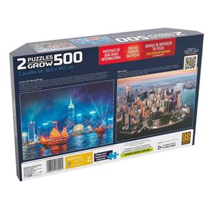 Quebra-Cabeça Duplo Skylines Cosmopolitas 500 Peças - Grow